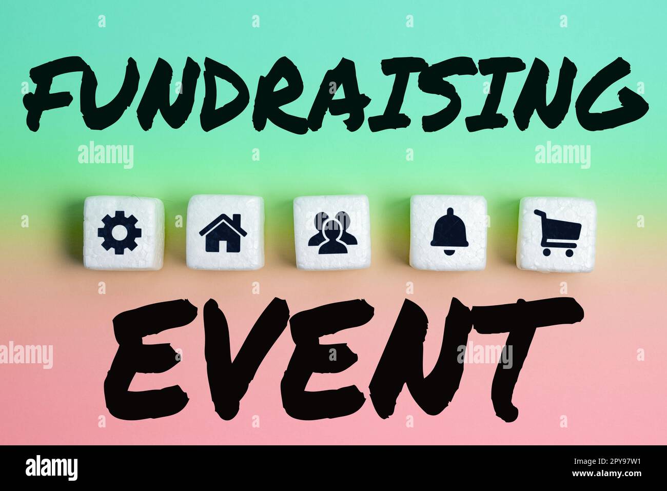 Schreiben mit Anzeige des Textes „Fundraising Event“. Kampagne für Geschäftskonzepte, deren Zweck es ist, Geld für eine Sache zu sammeln Stockfoto