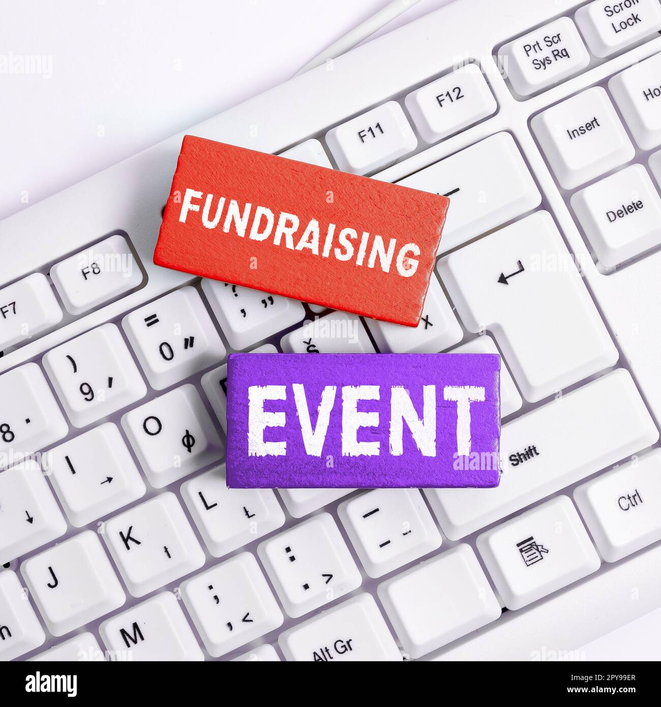 Schreiben mit Anzeige des Textes „Fundraising Event“. Internet Concept Campaign, deren Zweck es ist, Geld für eine Sache zu sammeln Stockfoto