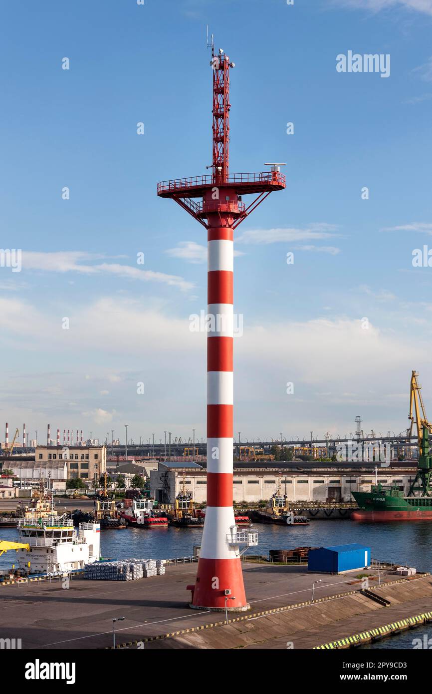 Radar Tower, Hafen, St. Petersburg, Russland Stockfoto