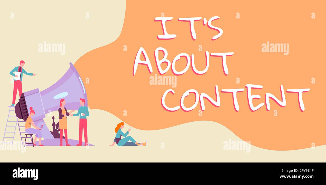 Textschild mit dem Inhalt „IT's About Content“. Wort für entscheidende Website nützlich informativ, die das Publikum anspricht Stockfoto