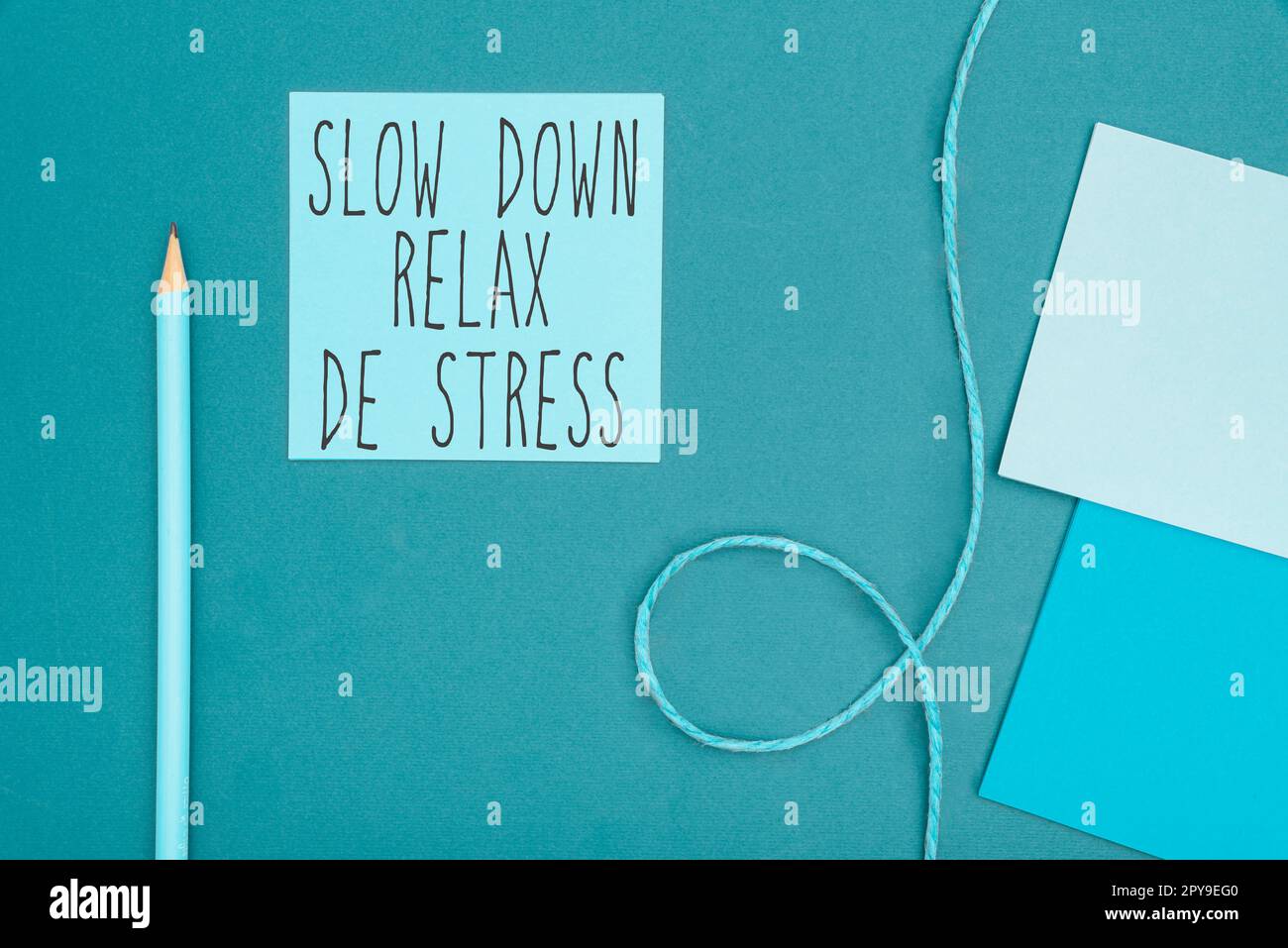 Textbeschriftung mit Slow Down Relax De Stress. Geschäftsansatz Pause Stresspegel reduzieren Ruhe bewahren Stockfoto