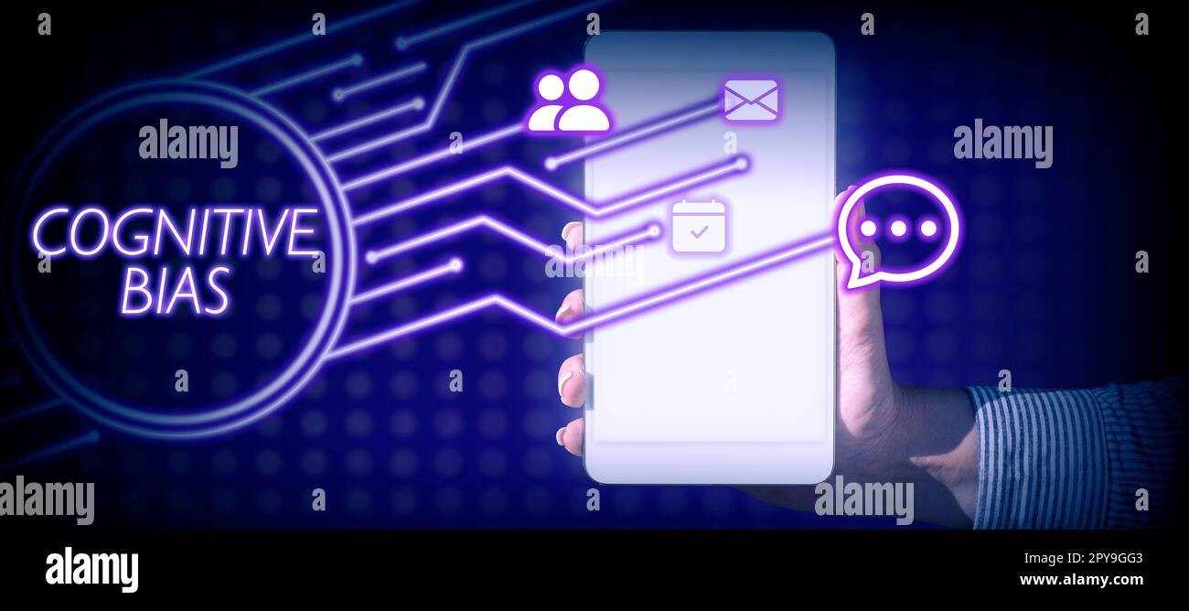 Schild zeigt kognitive Vorurteile an. Geschäftsideepsychologische Behandlung psychischer Störungen Stockfoto