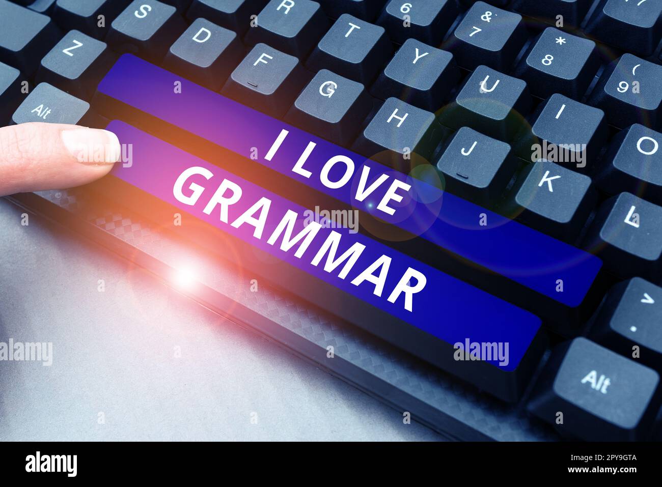 Konzeptionelle Darstellung Ich liebe Grammatik. Geschäftsvorstellung der Bewunderung des Systems und der Sprachstruktur Stockfoto