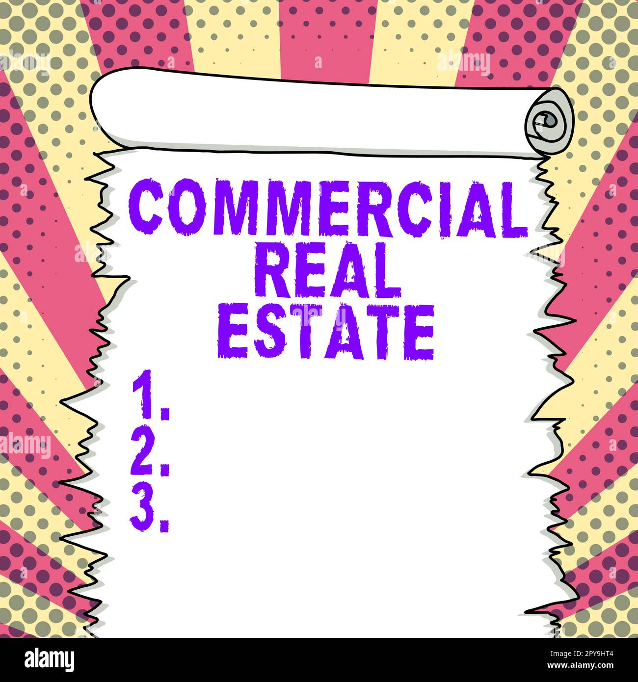 Handgeschriebenes Schild Commercial Real Estate. Konzeptfoto Einkommenseigenschaft Gebäude oder Grundstück für Geschäftszwecke Stockfoto