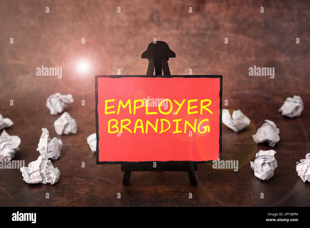 Konzeptionelle Beschriftung Arbeitgeber-Branding. Konzeptfotos zur Förderung eines Unternehmens, das Reputation aufbaut Stockfoto