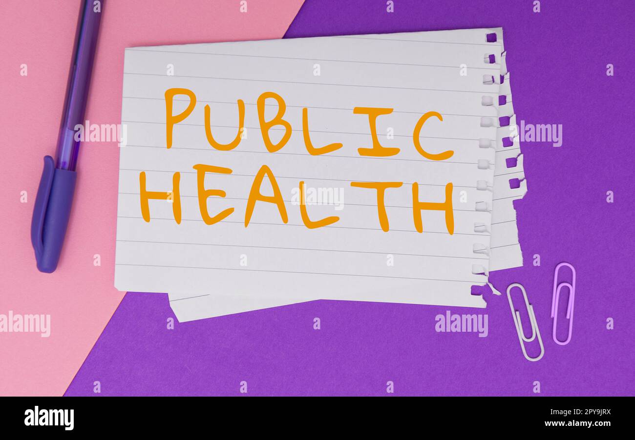 Konzeptunterschrift Public Health. Konzept bedeutet Förderung einer gesunden Lebensweise für die Gemeinschaft und ihre Menschen Stockfoto