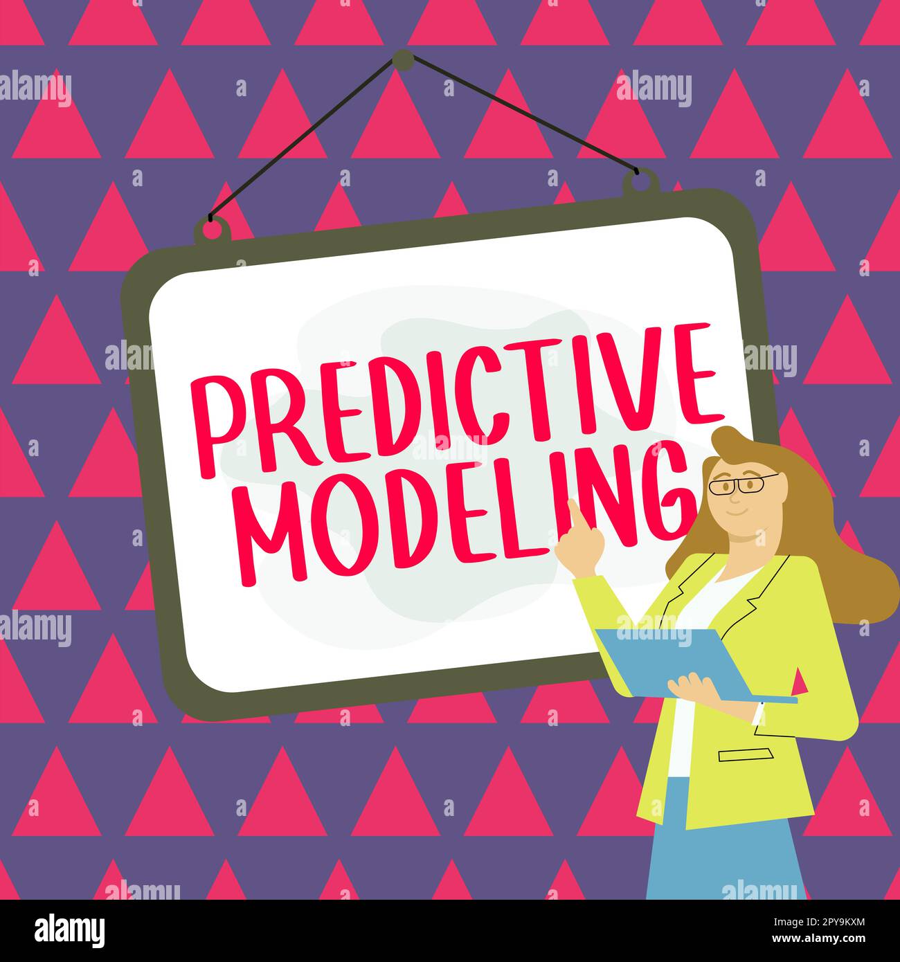 Handschriftlicher Text Predictive Modeling. Konzeptionelle Strategie zur Fotopflege basierend auf vorausschauenden Analysen Stockfoto