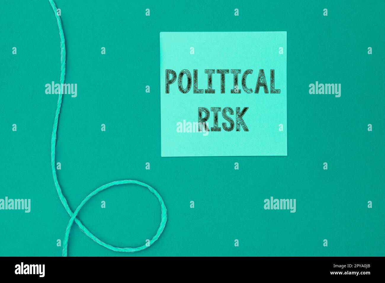 Konzeptionelle Darstellung politischer Risiken. Ein Wort für einen Kommunikationsmitarbeiter, der die politische Arena befragt Stockfoto