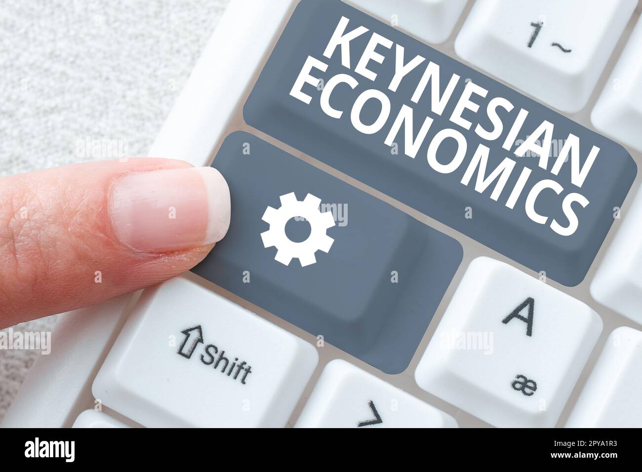 Konzeptionelle Darstellung keynesianischer Ökonomie. Internet-Konzept Geld- und Finanzprogramme der Regierung zur Steigerung der Beschäftigung Stockfoto