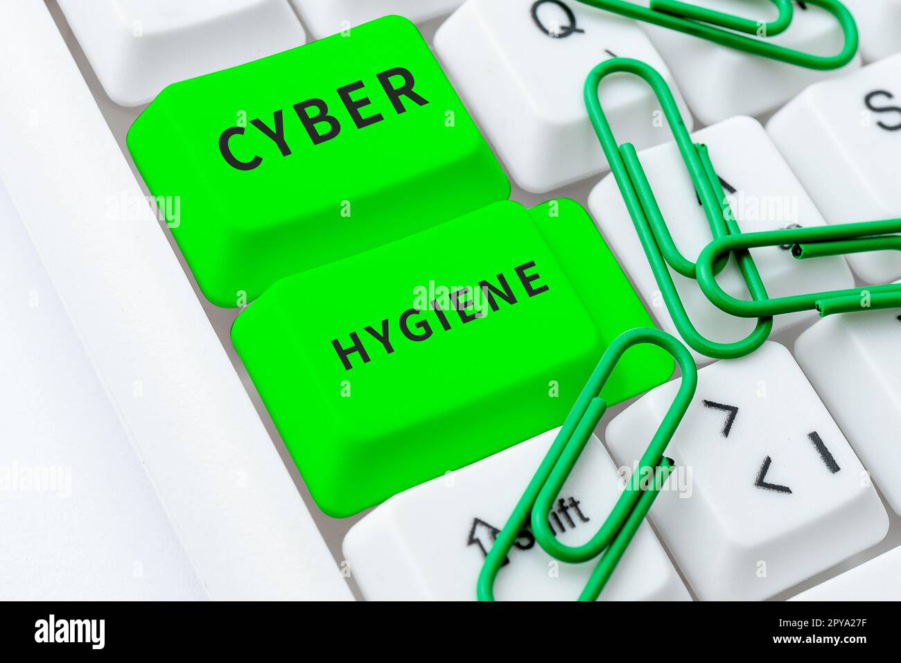 Schreiben Anzeigetext Cyber Hygiene. Internetkonzept Schritte, die Computerbenutzer Unternehmen, um ihre Cyber-Sicherheit zu verbessern Stockfoto