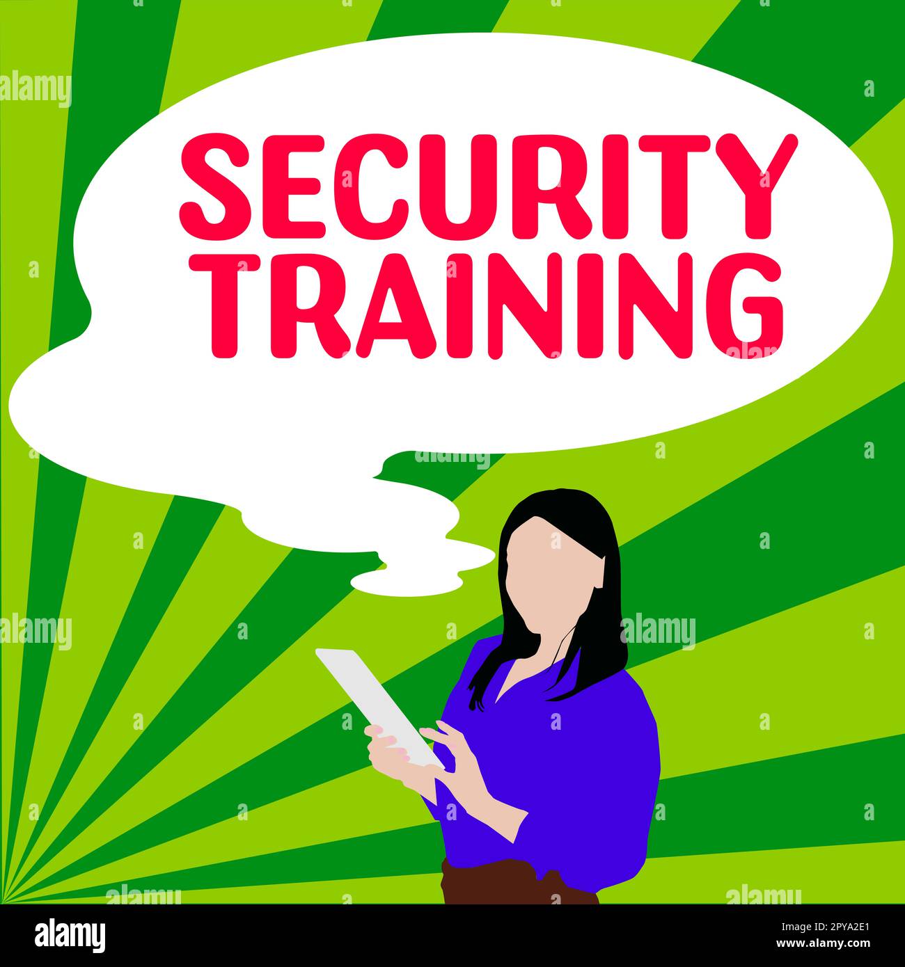 Textunterschrift zur Präsentation der Sicherheitsschulung. Internetkonzept, das Endnutzern Schulungen zum Sicherheitsbewusstsein bietet Stockfoto