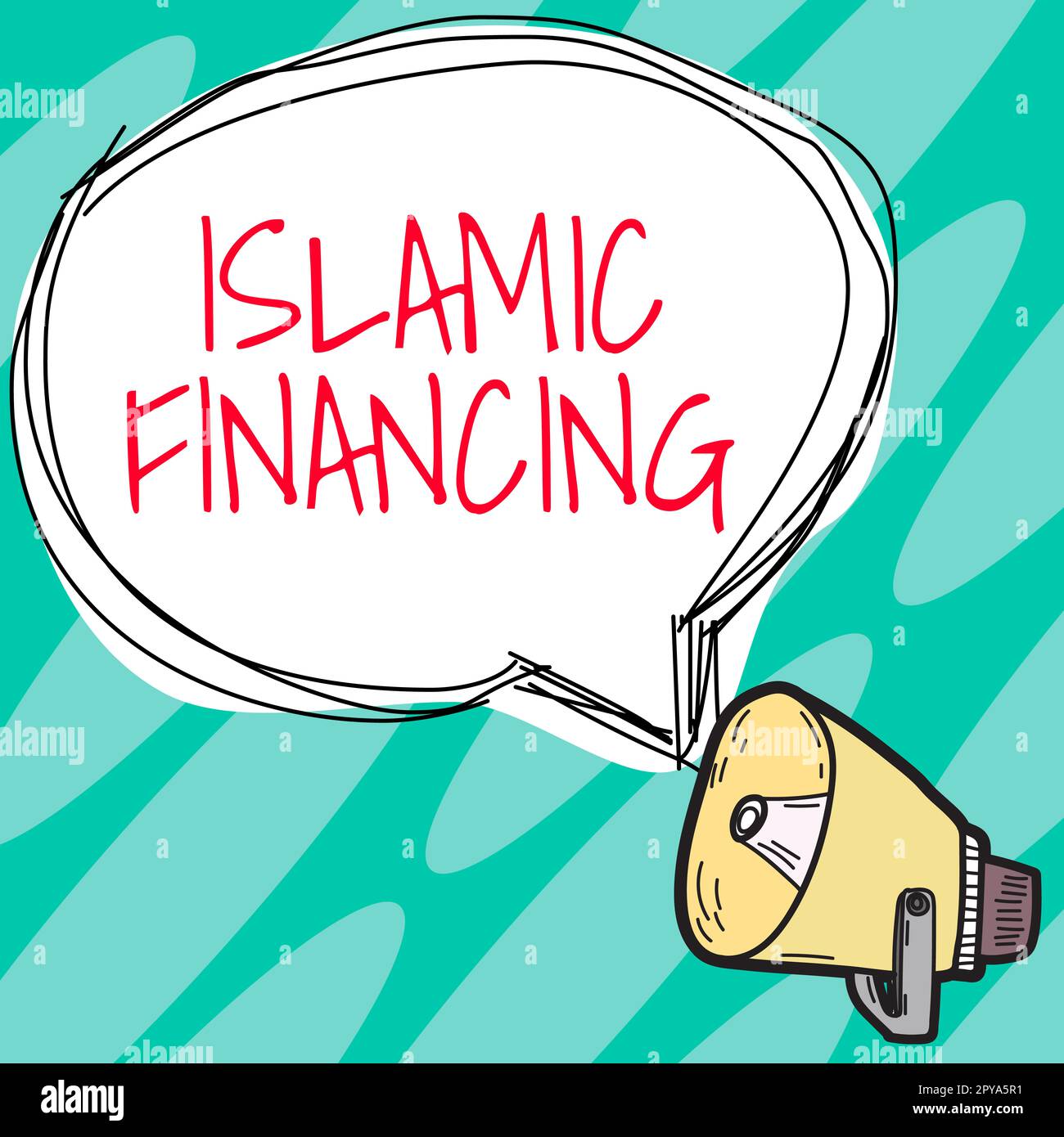 Textzeichen mit islamischer Finanzierung. Geschäftsübersicht Banking-Aktivitäten und -Investitionen, die mit der Scharia in Einklang stehen Stockfoto