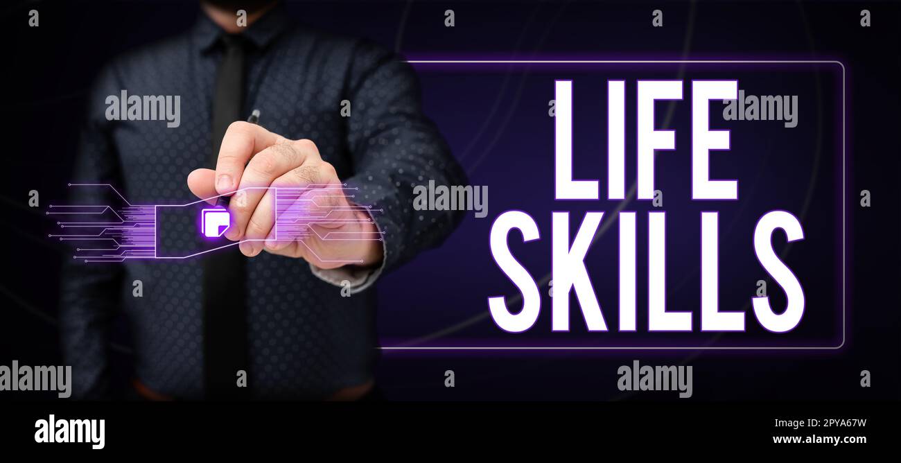Schild mit Life Skills. Ein Geschäftskonzept, das notwendig oder wünschenswert ist und in dem jeder Tag voll mitmacht Stockfoto