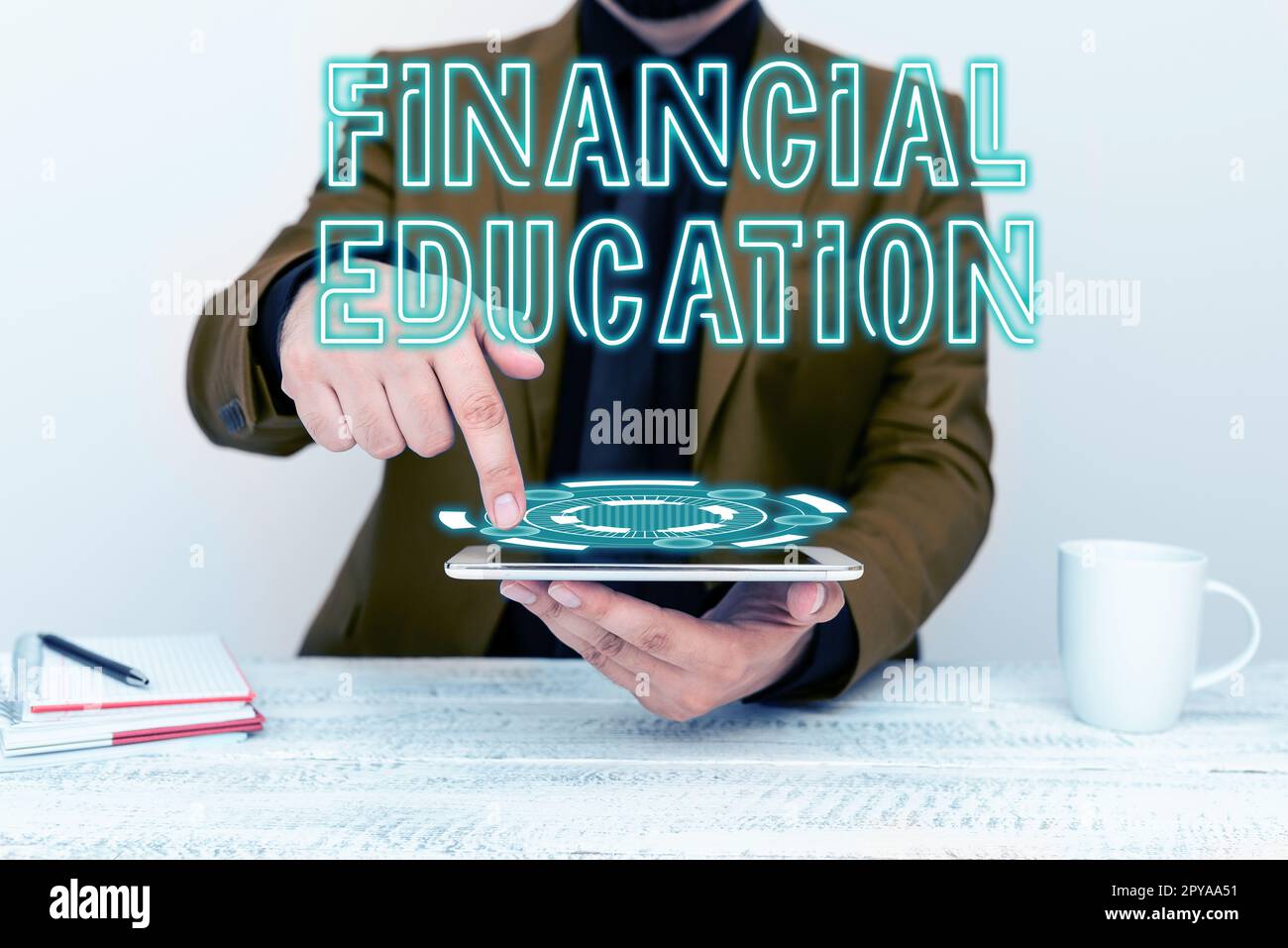 Textzeichen mit Finanzschulung. Geschäftsüberblick Verständnis von Währungsbereichen wie Finanzen und Investitionen Stockfoto