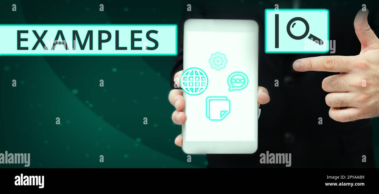 Handschriftliche Textbeispiele. Beispiel für ein Beispielmodell, das der Erklärung des Leitfadens folgt Stockfoto