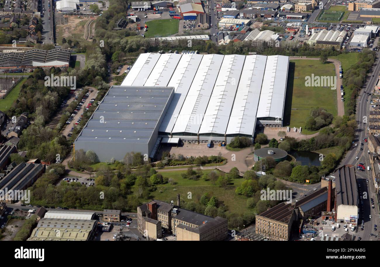 Luftaufnahme der Freemans Grattan Holdings, Listerhills Warehouse in Bradford, West Yorkshire Stockfoto