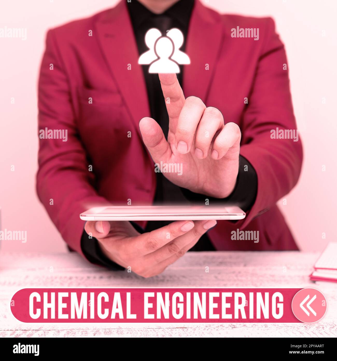 Schild mit der Aufschrift Chemical Engineering. Ein Wort über die Entwicklung von Dingen, die sich mit der industriellen Anwendung der Chemie befassen Stockfoto