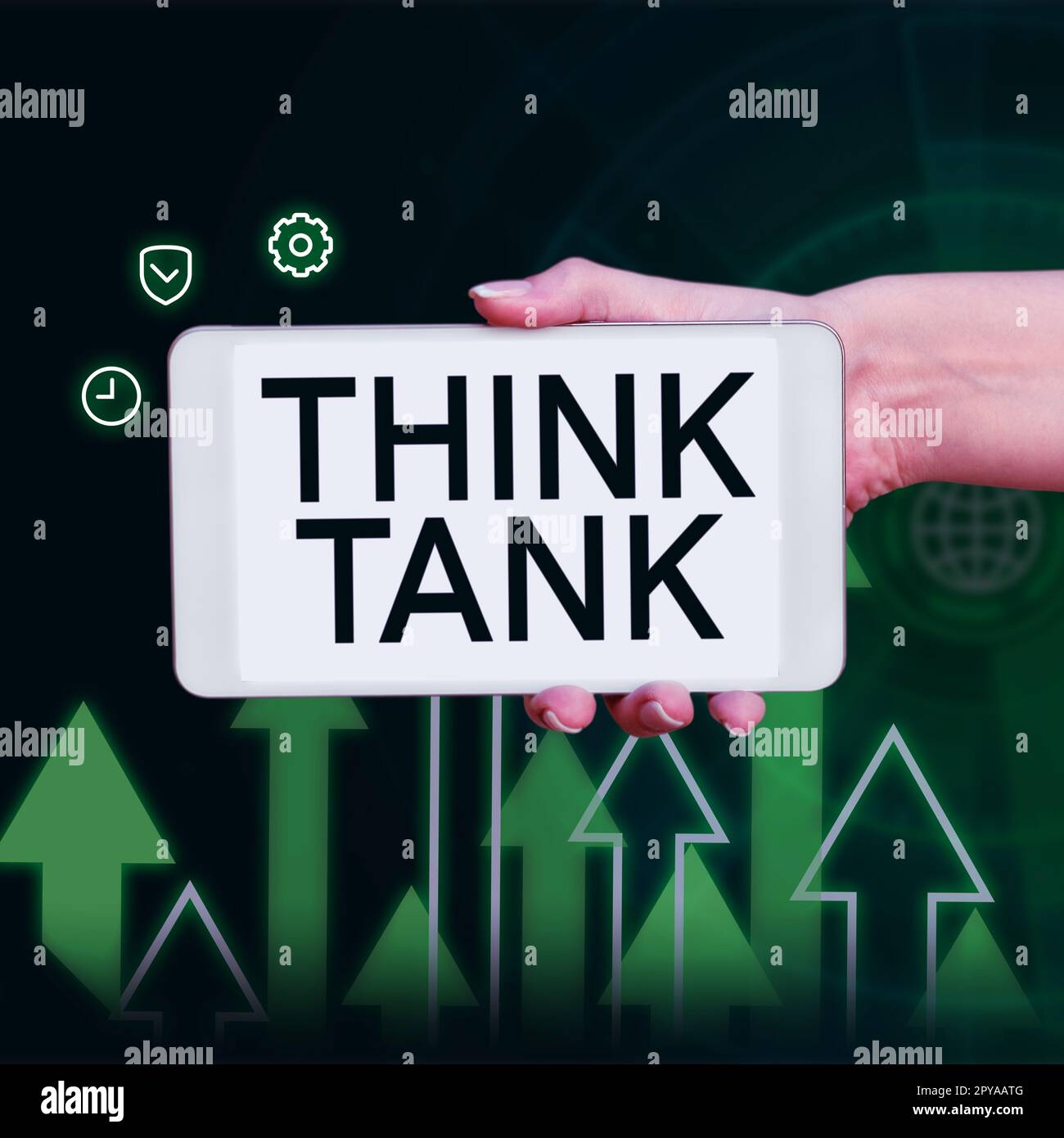 Textzeichen mit Think Tank. Ein Wort für innovative, wertvolle Lösungen, erfolgreiche Ideen Stockfoto