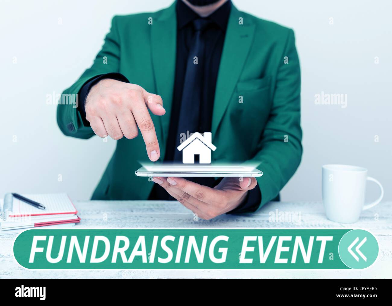 Text für die Veranstaltung „Inspiration Fundraising“. Ein Wort für eine Kampagne, deren Zweck es ist, Geld für eine Sache zu sammeln Stockfoto