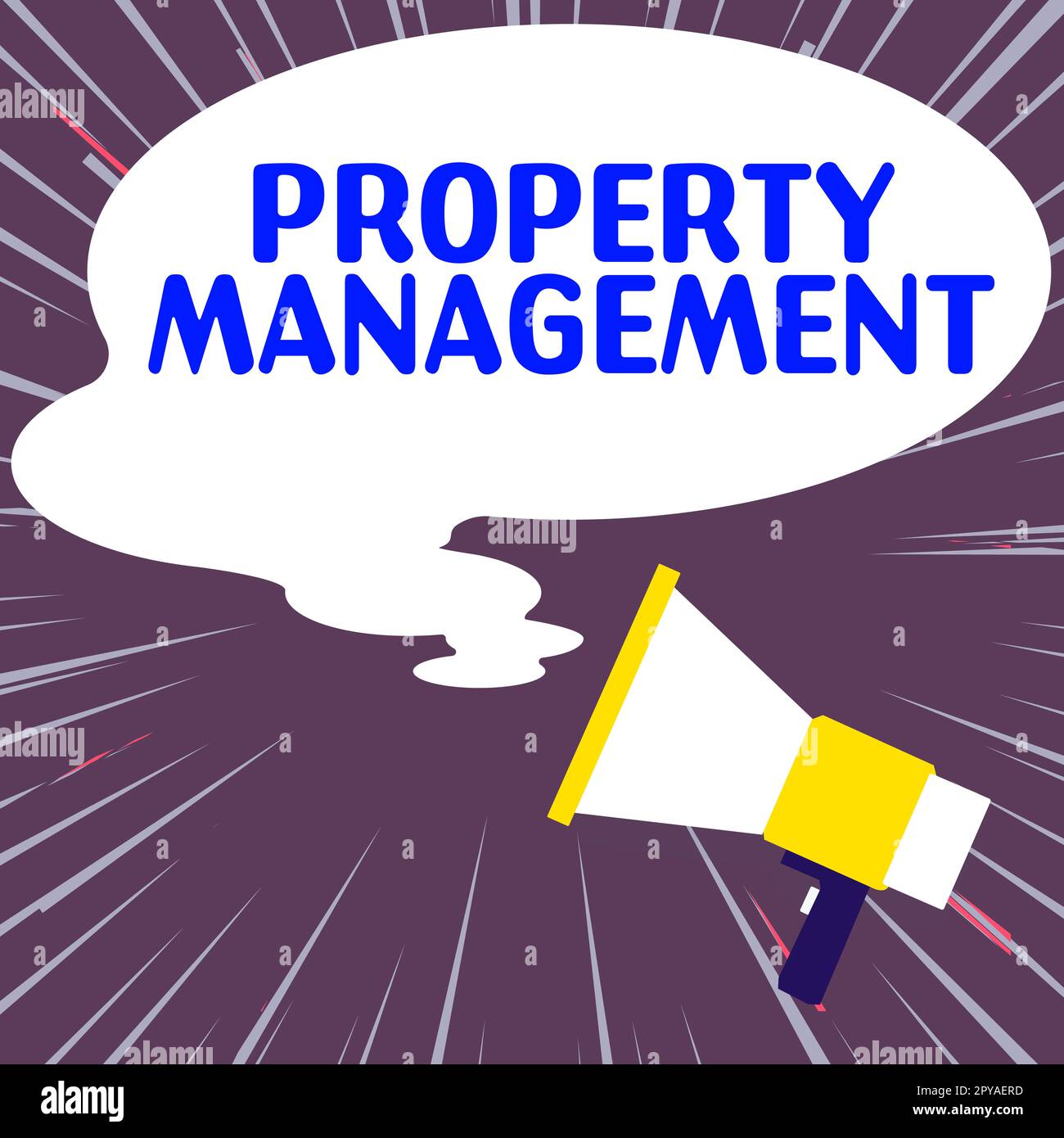 Textschild mit Property Management. Konzept, das die Überwachung der Immobilien bedeutet, bewahrter Wert der Fazilität Stockfoto