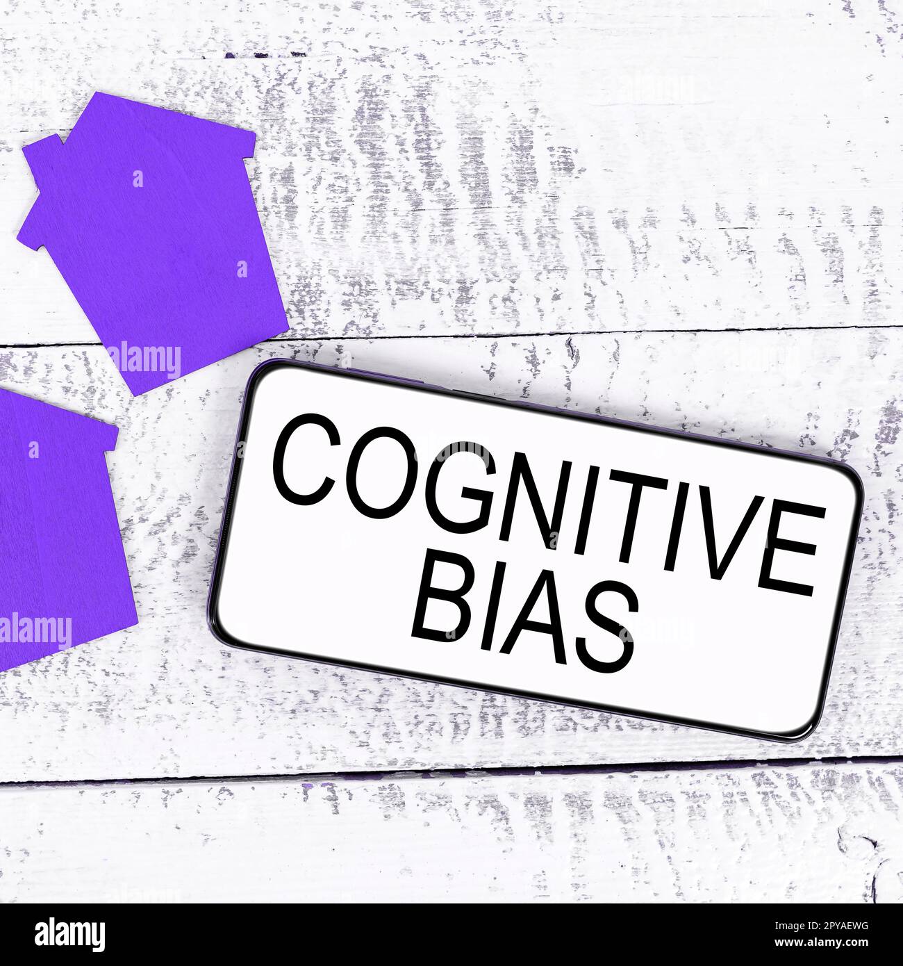 Textzeichen mit kognitiven Vorurteilen. Betriebswirtschaftliche psychologische Behandlung psychischer Störungen Stockfoto
