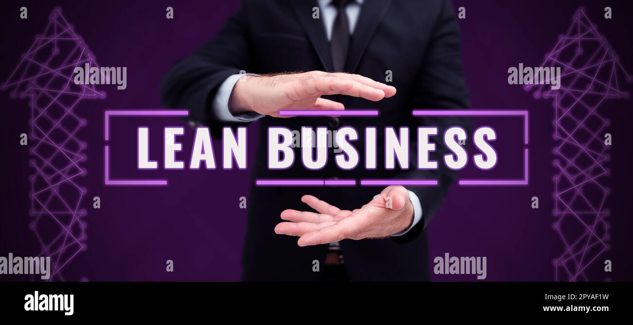 Inspiration mit Schild „Lean Business“. Konzeptionelle Fotoverbesserung bei der Abfallminimierung ohne Einbußen bei der Produktivität Stockfoto