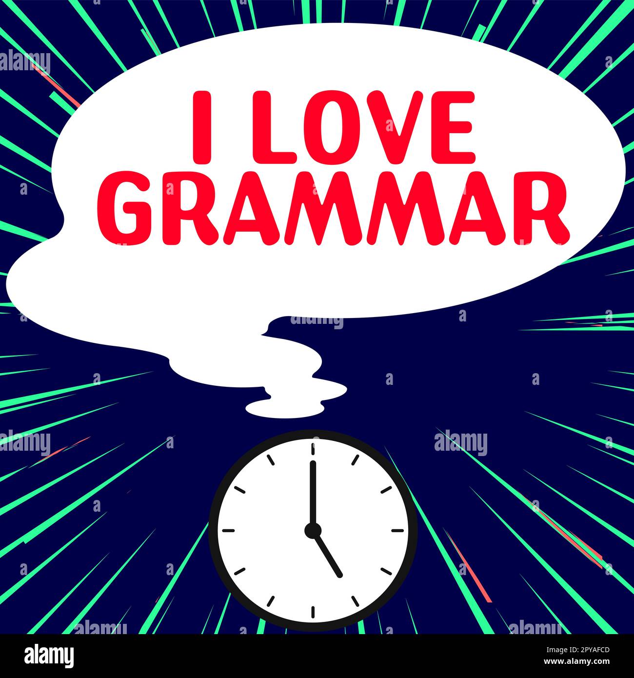 Handschrifttext I Love Grammar. Begrifflicher Fotoakt des Bewunderungssystems und der Sprachstruktur Stockfoto