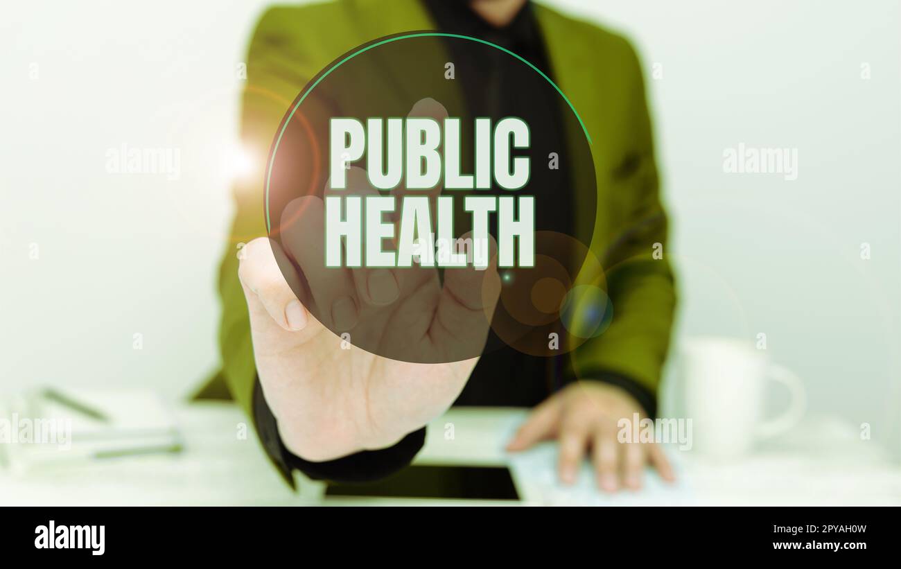 Text zeigt Inspiration Public Health. Geschäftsidee zur Förderung eines gesunden Lebensstils für die Gemeinschaft und ihre Menschen Stockfoto