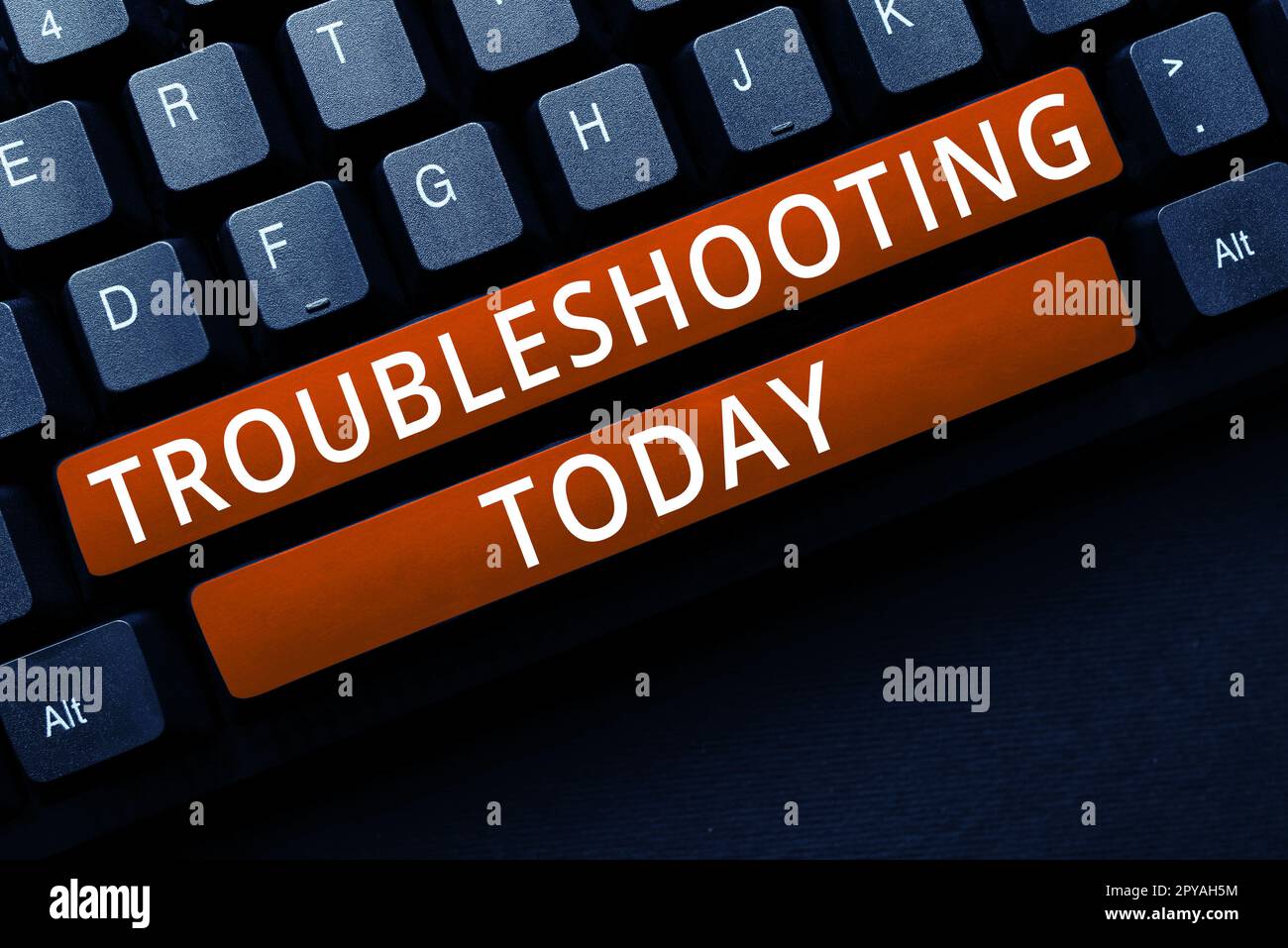 Schreiben Textanzeige Fehlerbehebung. Wort für eine Handlung der Untersuchung oder Behandlung der aufgetretenen Probleme Stockfoto