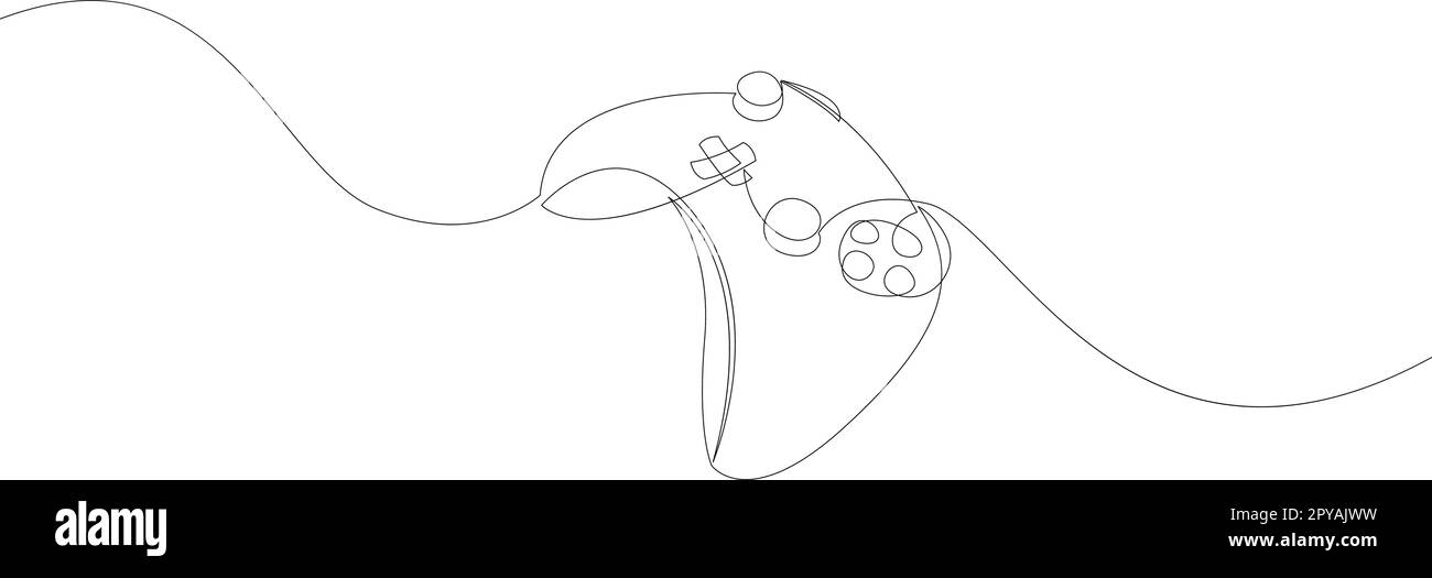Eine durchgehende Linienzeichnung des Game-Controllers. Grafik-Vektordarstellung mit einer Zeile für Gamepad Stock Vektor