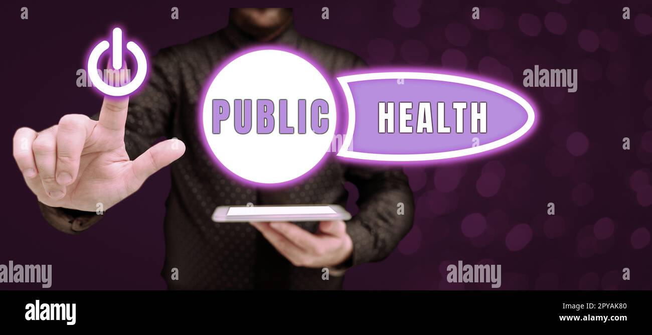 Textzeichen für Public Health. Unternehmensübersicht Förderung einer gesunden Lebensweise für die Gemeinde und ihre Menschen Stockfoto