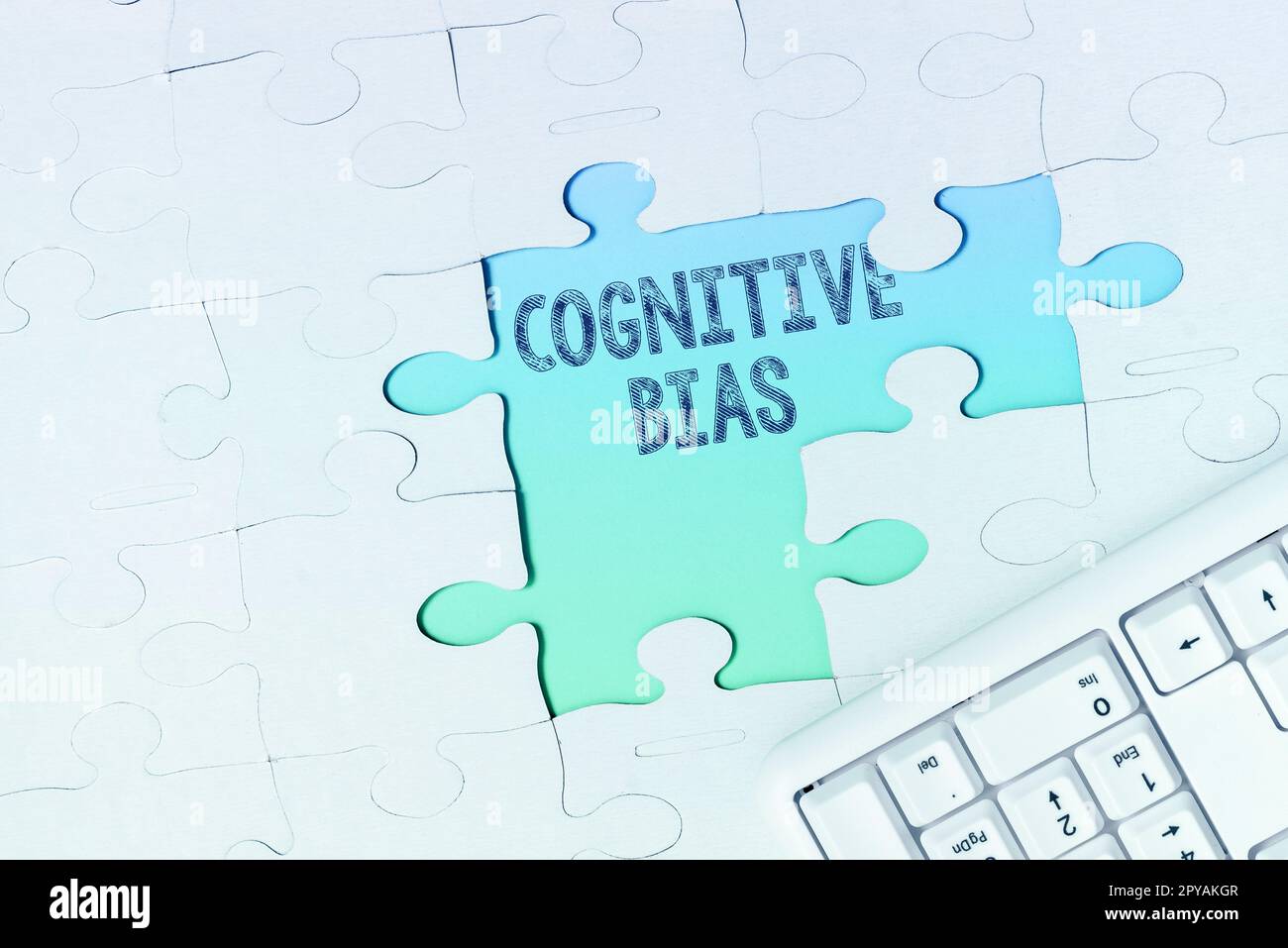 Handschriftlicher Text Kognitive Vorurteile. Der Begriff der psychologischen Behandlung psychischer Störungen Stockfoto