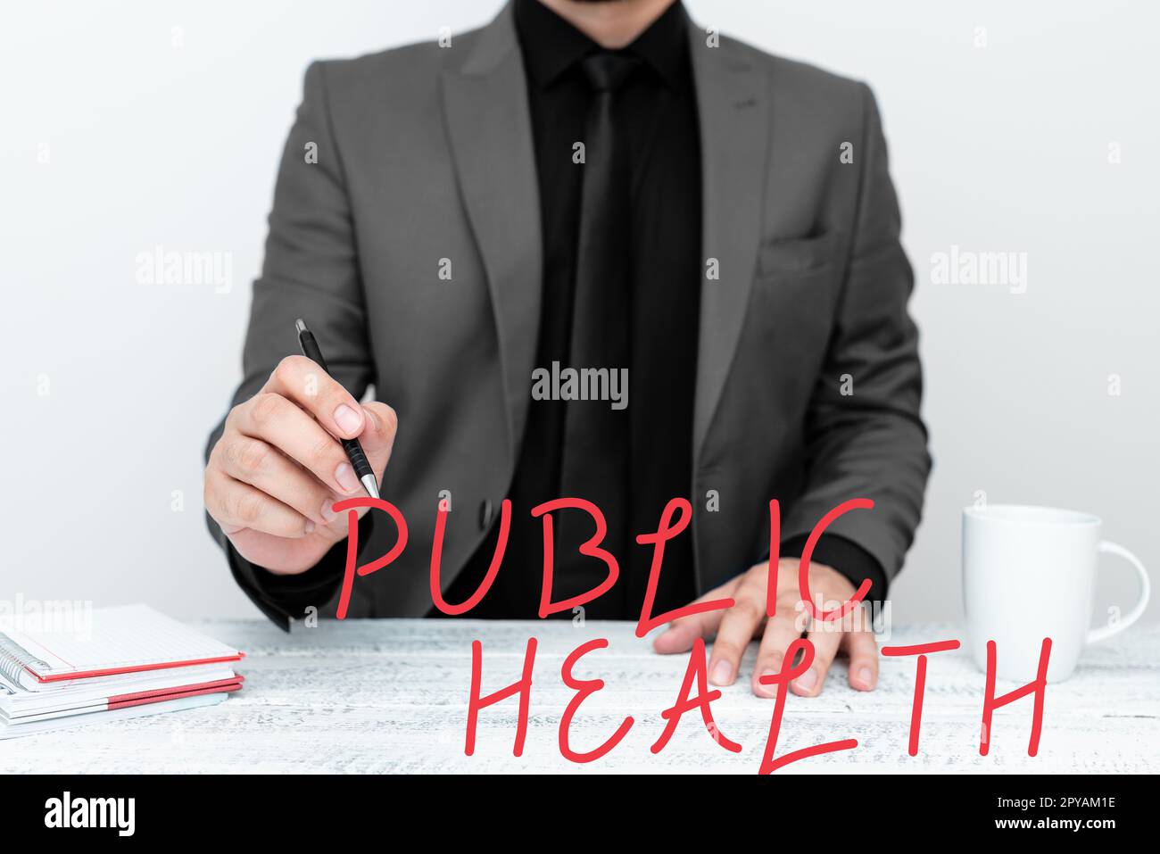 Inspiration zeigt Zeichen Public Health. Wort für die Förderung einer gesunden Lebensweise für die Gemeinschaft und ihre Menschen Stockfoto