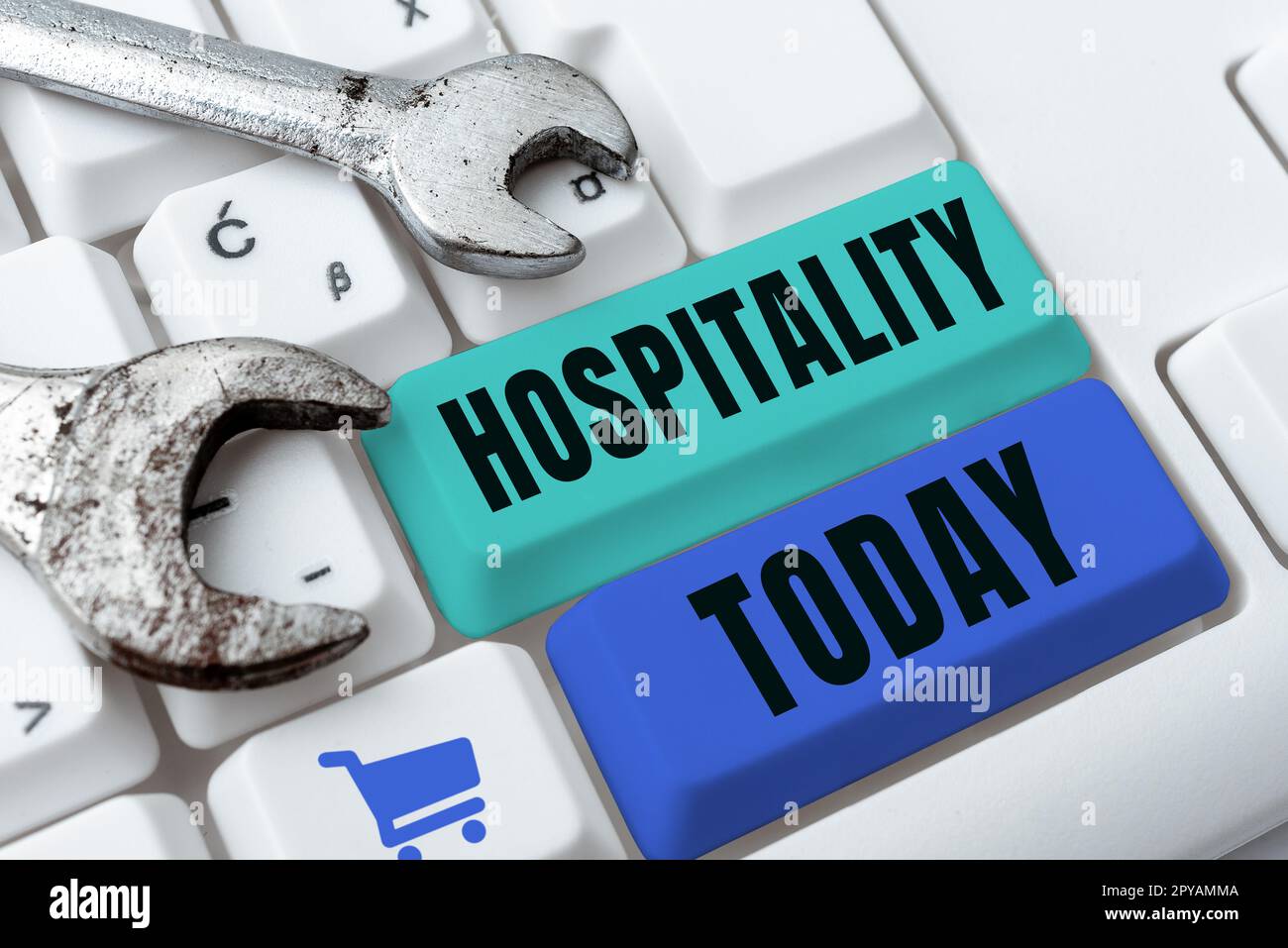 Konzeptionelle Ausstellung Hospitality. Ein Wort für den freundlichen und großzügigen Empfang und die Unterhaltung der Gäste Stockfoto