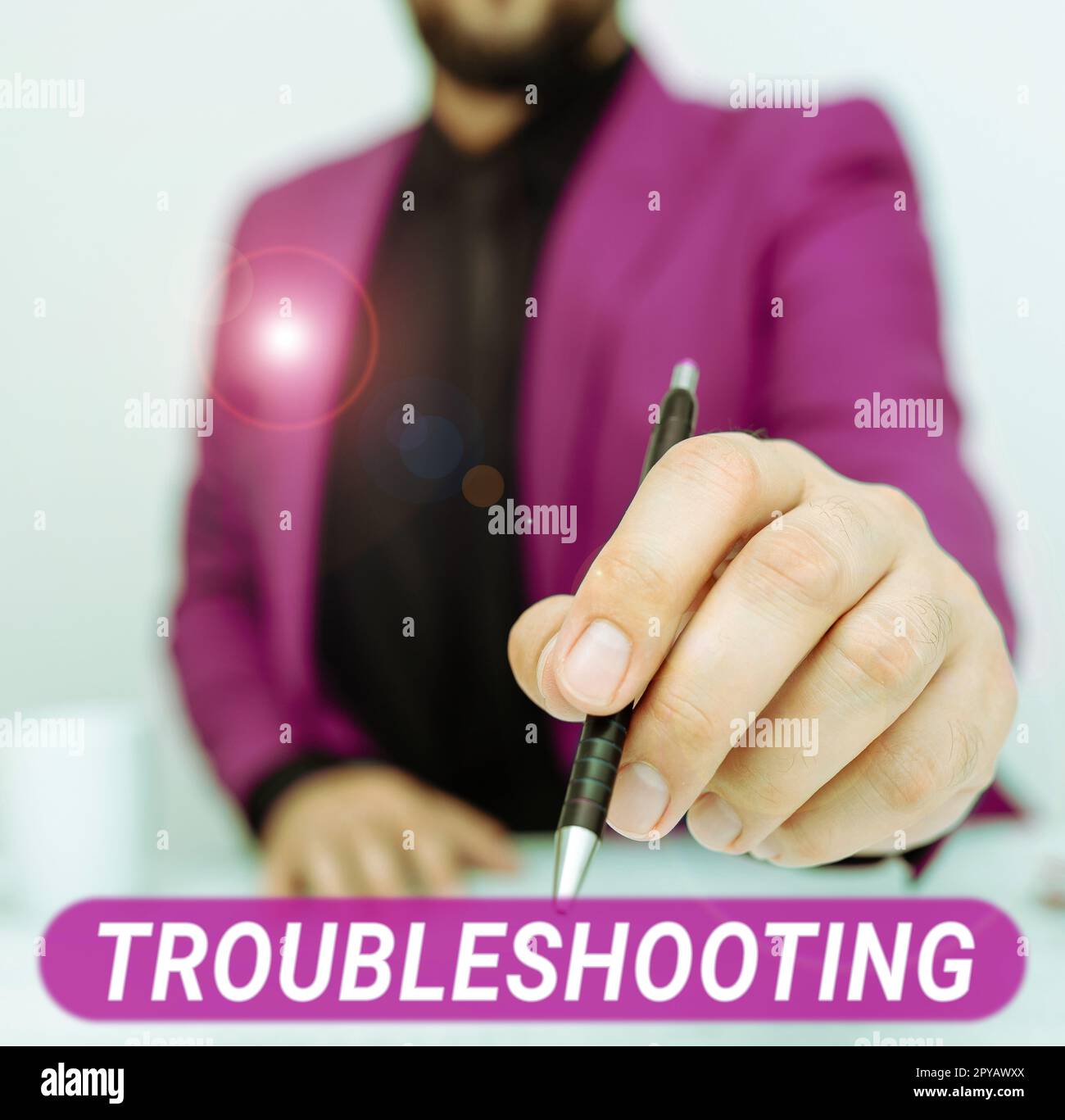 Konzeptionelle Beschriftung Fehlerbehebung. Geschäftsüberblick eine Untersuchung oder Behandlung der Probleme ist aufgetreten Stockfoto