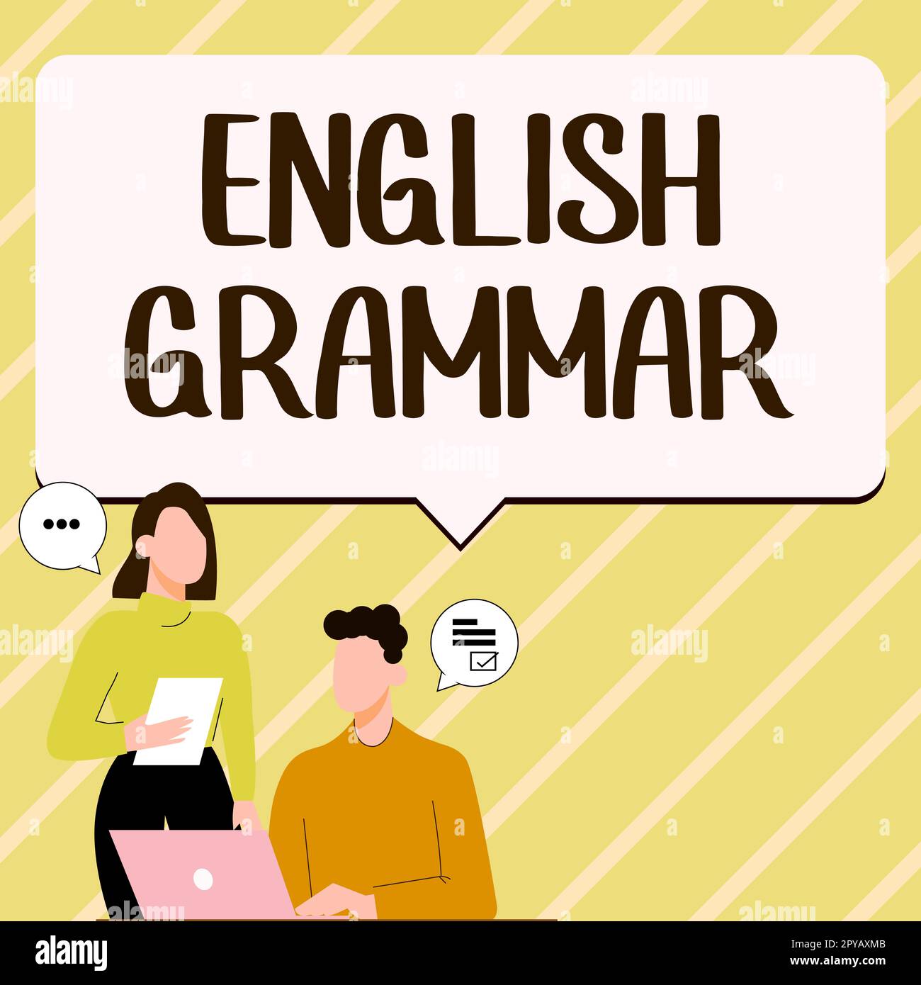 Handschriftliches Schild englische Grammatik. Business Showcase-Kurse decken alle Ebenen der englischen Sprache und des Schreibens ab Stockfoto