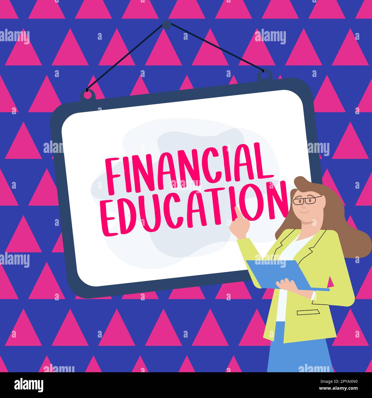 Handgeschriebenes Schild Financial Education. Geschäftsansatz Verständnis von Währungsbereichen wie Finanzen und Investitionen Stockfoto