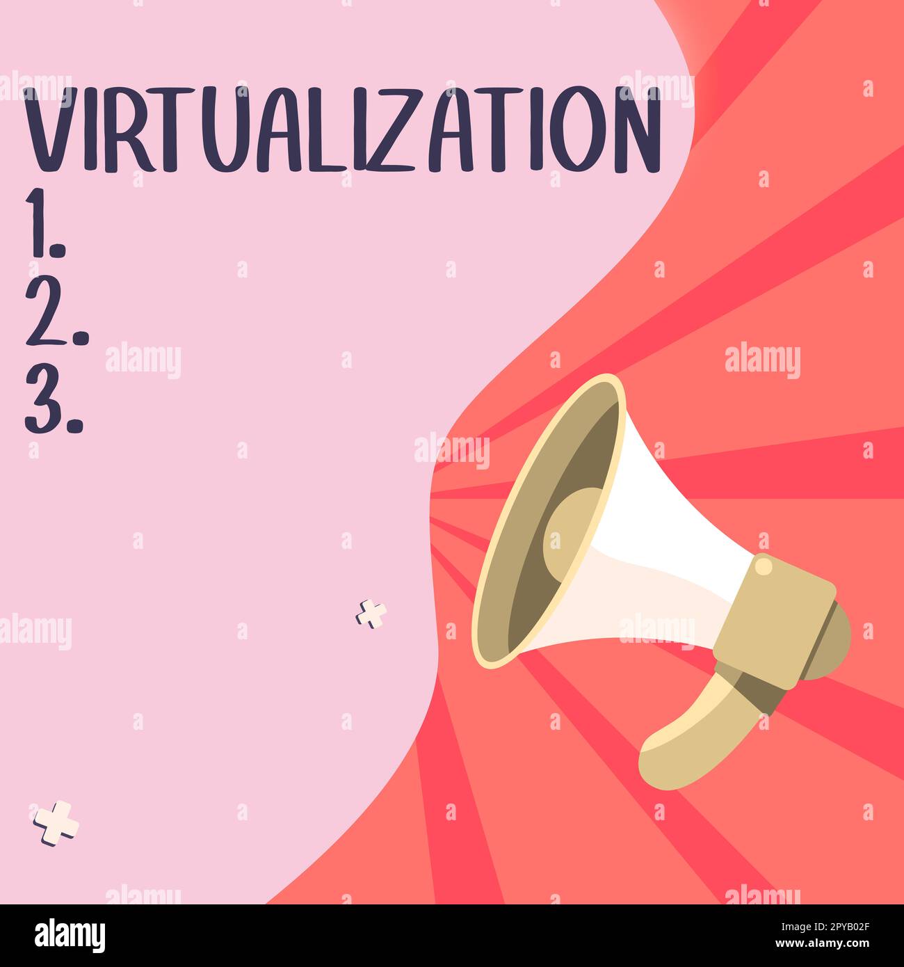 Schild mit Anzeige der Virtualisierung. Wort für die Anwendung virtueller Umgebungen auf Computerspiele Stockfoto