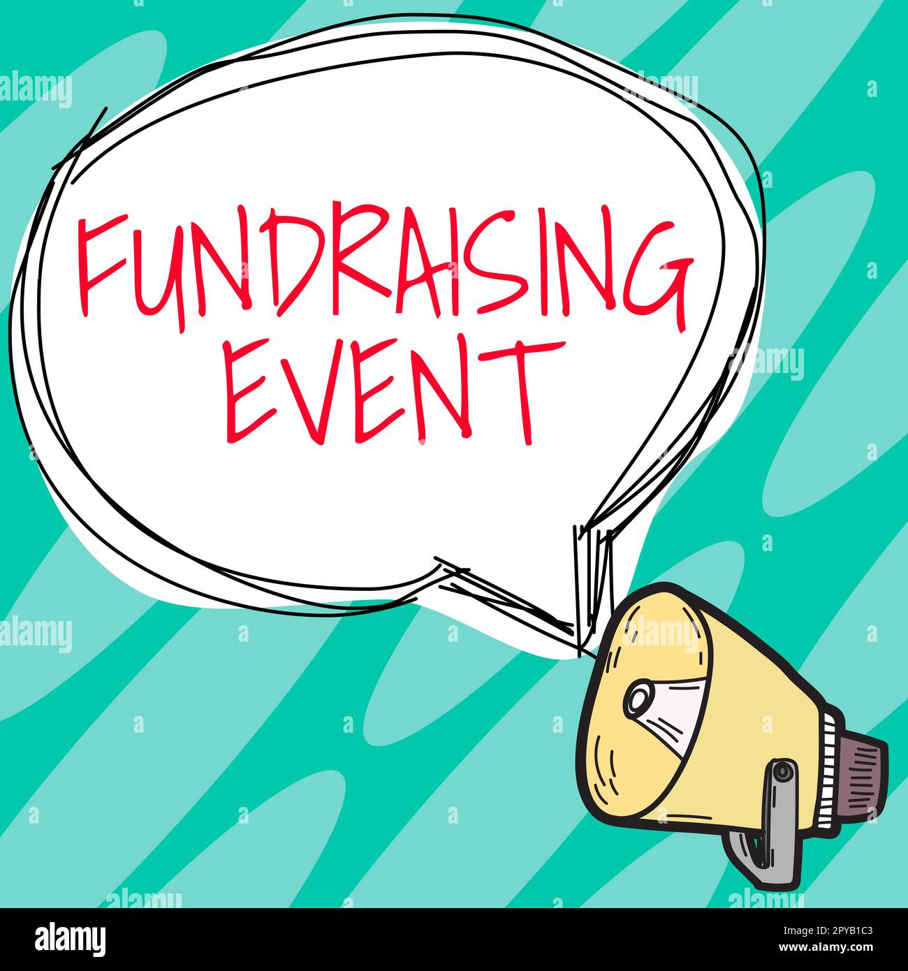 Handgeschriebenes Schild Fundraising Event. Eine Business-Showcase-Kampagne, deren Zweck es ist, Geld für eine Sache zu sammeln Stockfoto