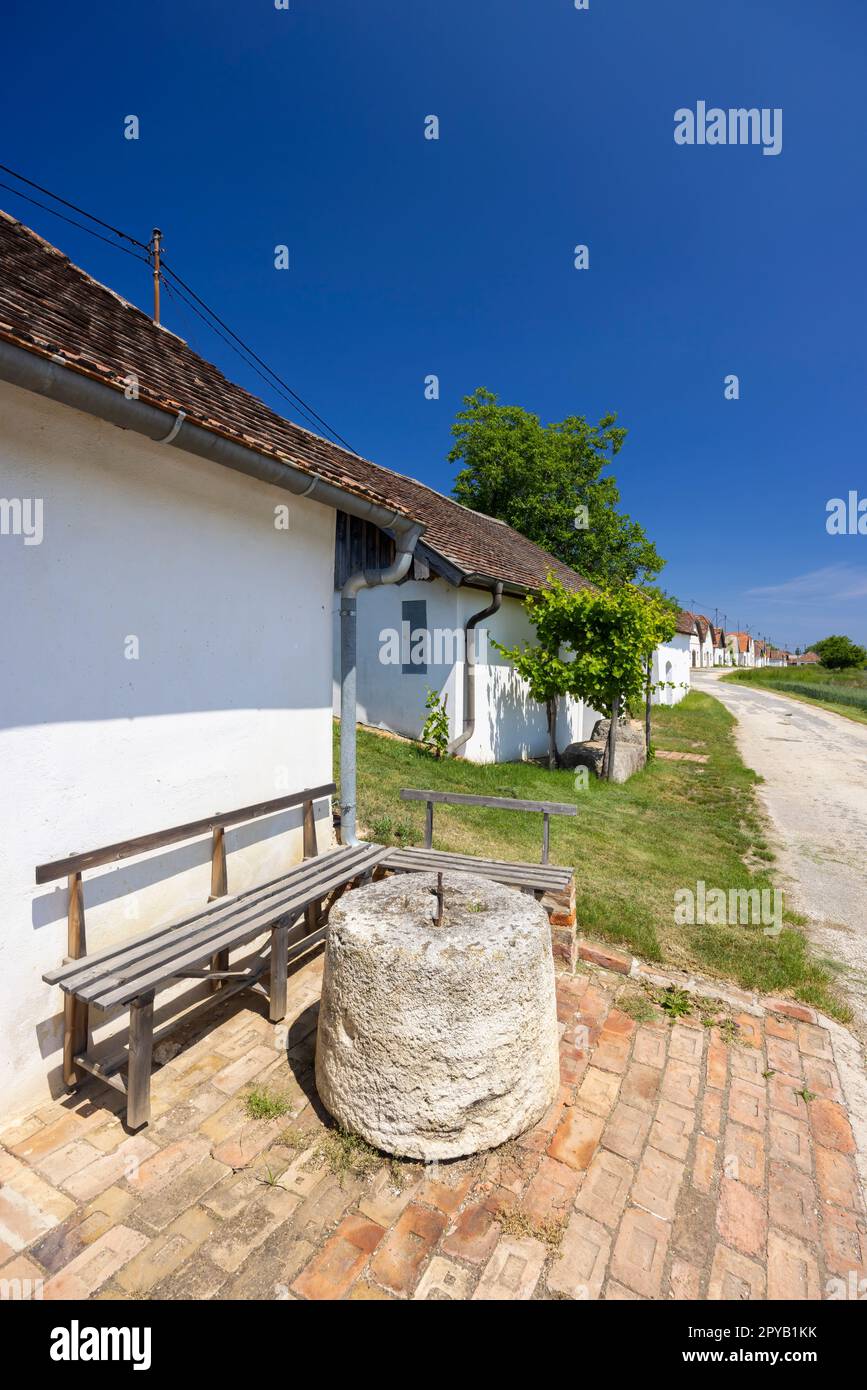 Traditionelle kellergasse in Diepolz bei Mailberg, Niederösterreich, Österreich Stockfoto