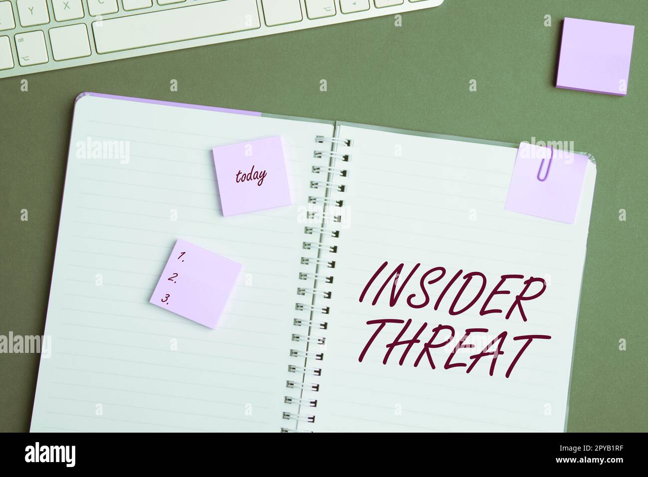 Schild mit Insider-Bedrohung. Sicherheitsbedrohung durch das Internet-Konzept, die innerhalb des Unternehmens entsteht Stockfoto