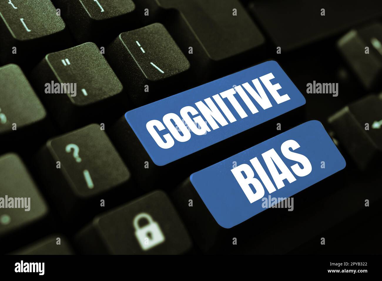 Text, der Inspiration kognitive Vorurteile zeigt. Begriffliche photopsychologische Behandlung psychischer Störungen Stockfoto