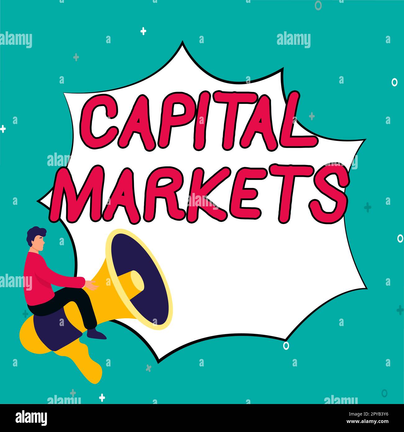 Handschriftlicher Text Capital Markets. Das Wort für ermöglicht es Unternehmen, durch die Bereitstellung von Marktsicherheit Mittel zu beschaffen Stockfoto