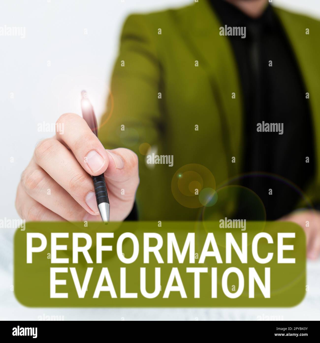 Schreiben mit Anzeige von Text Leistungsbewertung. Wort für die Entwicklung und Aktionsplanung eines anderen Stockfoto