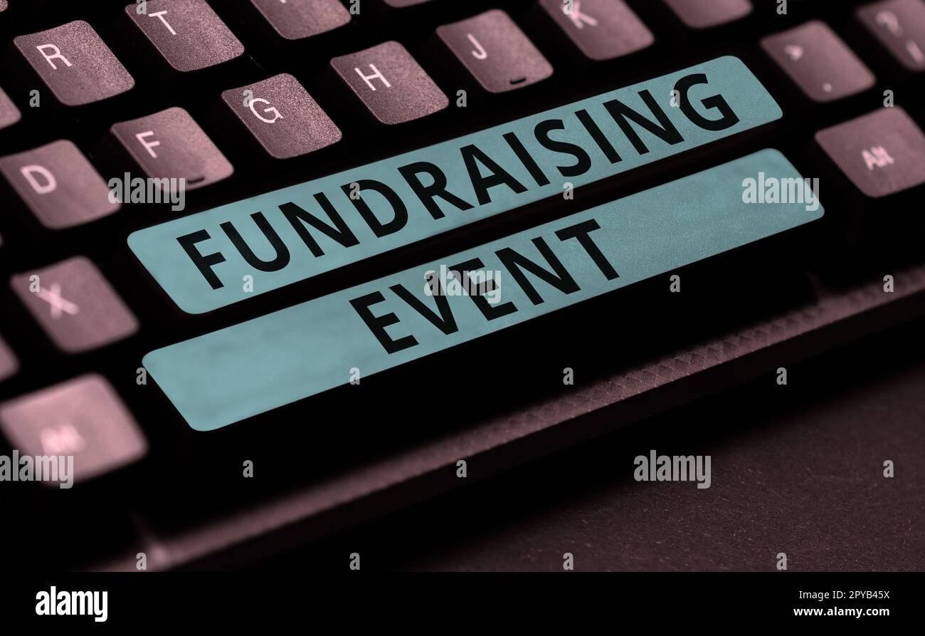 Schild mit Fundraising-Veranstaltung. Internet Concept Campaign, deren Zweck es ist, Geld für eine Sache zu sammeln Stockfoto