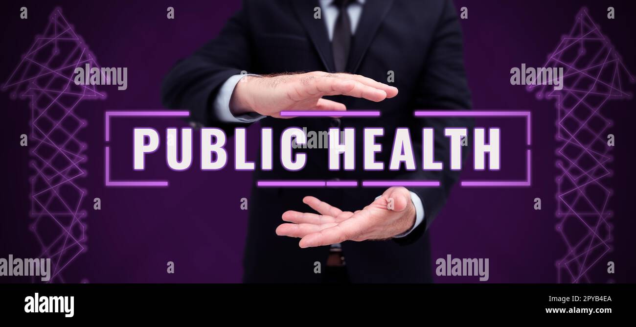 Handschriftliches Schild Public Health. Wort für die Förderung einer gesunden Lebensweise für die Gemeinschaft und ihre Menschen Stockfoto