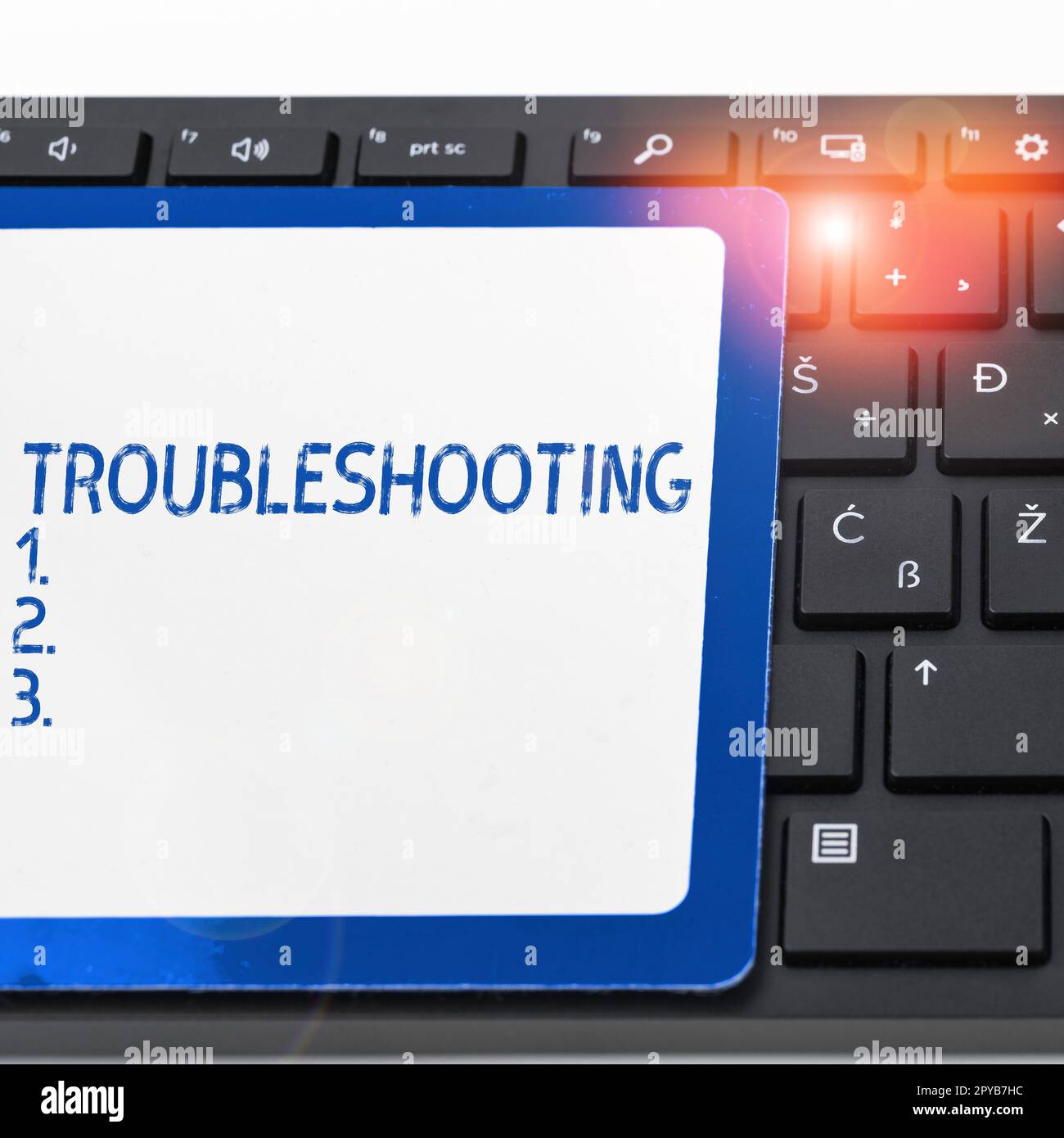 Textbeschriftung zur Darstellung der Fehlerbehebung. Business Showcase eine Untersuchung oder Bearbeitung der Probleme ist aufgetreten Stockfoto