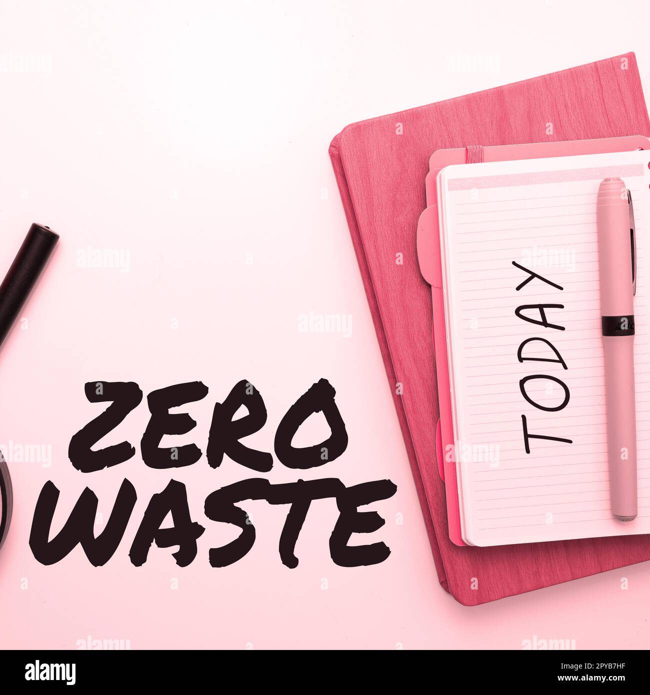 Textzeichen mit „Null Abfall“. Business Showcase Industrielle Verantwortung umfasst Kompostierung, Recycling und Wiederverwendung Stockfoto
