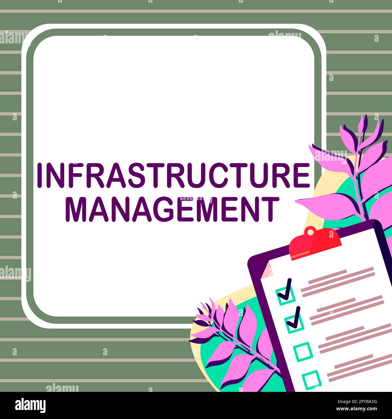 Schild, das Infrastructure Management anzeigt. Geschäftsansatz Minimieren Sie Ausfallzeiten, und halten Sie die Unternehmensproduktivität aufrecht Stockfoto