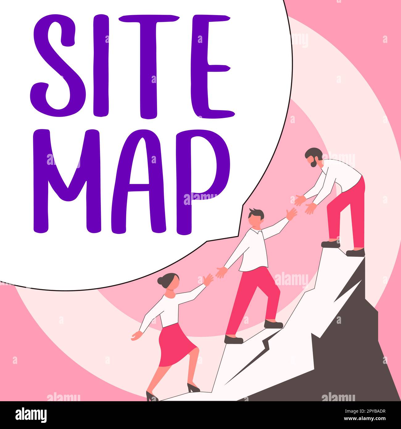 Schild mit Anzeige der Sitemap. Internetkonzept, das sowohl Benutzern als auch Suchmaschinen die Navigation auf der Website erleichtert Stockfoto